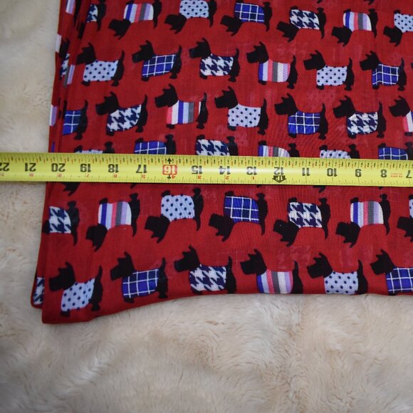 Talbots Red Scotty Dog Fringe Scarf 80x20 Holiday Festive Viscose Wrap - Picture 2 of 6